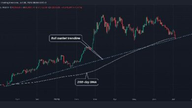 هبوط بيتكوين أسفل المتوسط 200 يوم؛ خط الاتجاه للسوق الصاعد في دائرة الضوء